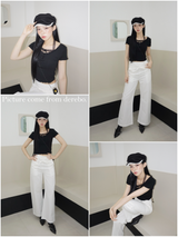 Black Layered Halterneck Strap Short Sleeve T-shirt