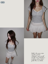 Romance Flower Shirring Sleeveless Top