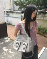Clean Vintage Pocket Leather Shoulder Bag