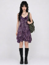 DUSTY BLOOM FLORAL MESH MINI DRESS