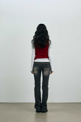 COMET LAYERED SLEEVE TOP / RED