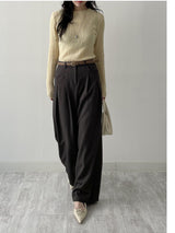 Launer Pocket Two-Tuck Wide Slacks