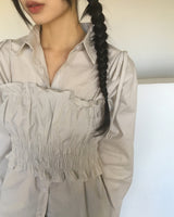 Welv Smoking Shirring Sleeveless Bustier Blouse