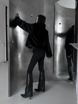 black buckle fur jacket