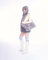 Fluffy hood muffler (gray)