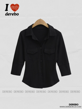 Soft Double Pocket Three-Quarter Slim Shirt