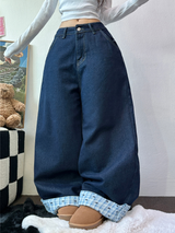 RIBBON🎀WIDE RIBBON ROLL-UP DENIM PANTS 🩵🎀