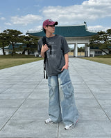 Logan Denim Cargo Pants(Light Blue)