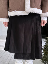 wool unbalanced pleats midi sk(2color)