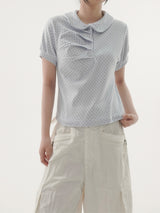 Rick dot collar short-sleeve T-shirt -3C