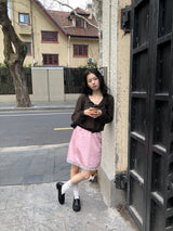 Petal satin skirt_pink