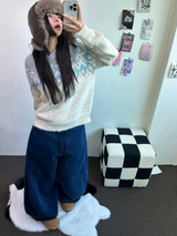 フリース🩷サイドピンタックロングワイドオーバーパンツ 💙🤎🩷🩶🖤5COLOR