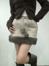 Soft Fur Brown Sweat Skirt