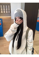 Niche Wide Hooded Wool Zip-Up Knitwear