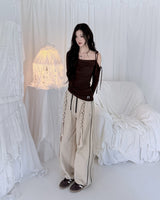 Cats Draping One-Shoulder Top