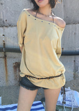 EYELET OFF SHOULDER TEE