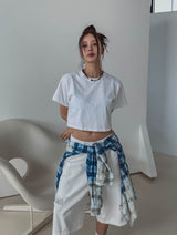 Mully ダメージコットンクロップTシャツ