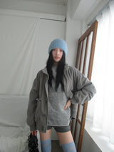high-neck knit hoodie