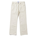 97 lc splatter bootscut denim pants ecru