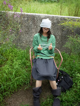 FLARE RIB SKIRT (CAHRCOAL)
