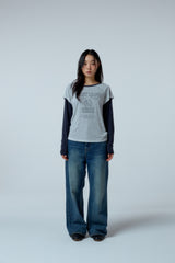 Street league blur artwork double layer long sleeve (Navy)
