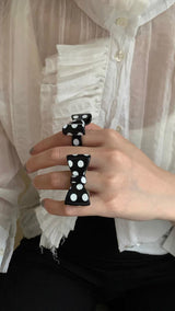 Black polka DOT bow ring