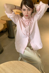 ブローチストライプシャツ_PINK