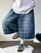 HIGH QUALITY🩵CHECK BANDING DENIM BERMUDA 💙💎🫐🤍