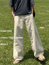  Cool tantan hemp linen wide banding pants in summer