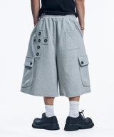 Cross eyelet Bermuda Sweatpants - Gray