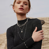 シルバーシェルパールドロップペンダントロジウムメッキ+925シルバーネックレスN069-05H