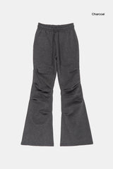 Unbalanced shirring bootcut banding pants