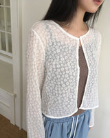 Cheche 花柄シースルーボタンカーディガン
