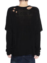 KNIT DISTRESSED BLACK LONG SLEEVES