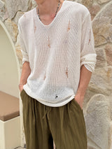 Grunge damage see through knit(3color)