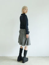 RIBBON MIDI SKIRT(GREY)