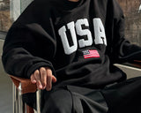 NOCELCOZY Applique USA Oversized Fit Sweatshirt 2 colors
