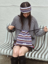 Stripe knit Hairband - Black