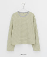 Henkan Stripe Color Matching Round Long Sleeve Tee