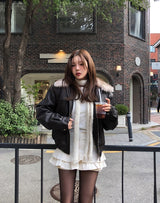 Kati Real Raccoon Fur Leather Jacket