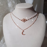 Art Nouveau Moon Necklace - Rosegold Color
