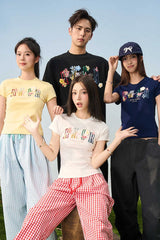 3D ヤーンフラワールーズTシャツ