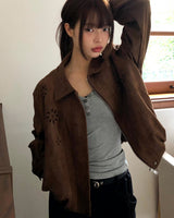 Sian Suede Punching Collar Pocket Jacket
