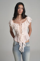 Cherry Sorbet Ruffle Top, Baby Pink