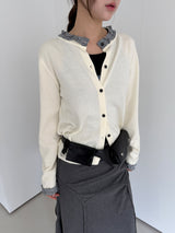 check frill cardigan 