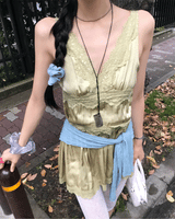 Dear. Antique Satin Lace Slip Mini Dress
