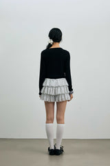 LYLA LAYERED CARDIGAN / BLACK-WHITE