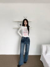 バッジレタリングスリムフィットロングスリーブTシャツ (3 Colors)