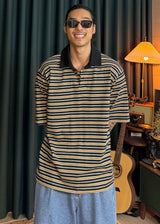 Striped Collar Short-Sleeve T 3COLOR