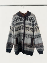 Deep green wool Nordic knit cardigan